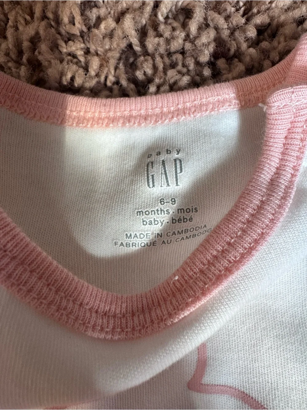 GAP White & Light Pink Two-Piece outfit with Bear Applique